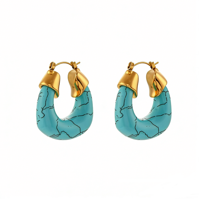 Ibiza marmer turquoise oorbellen