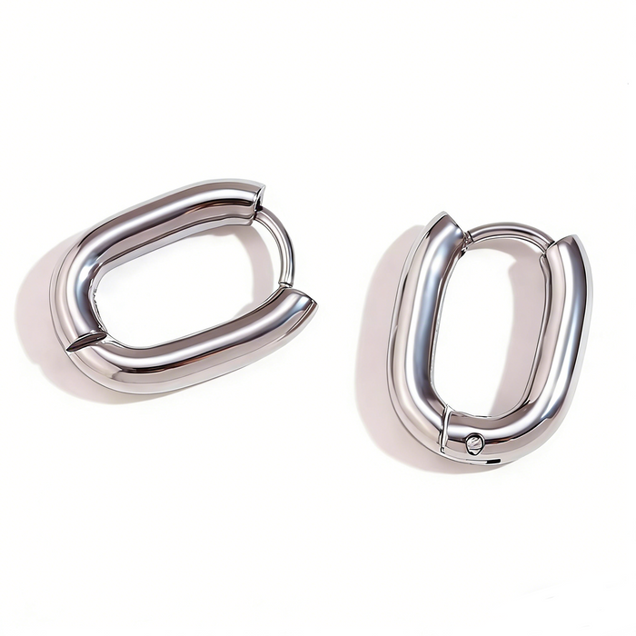 Bold oval hoops silver