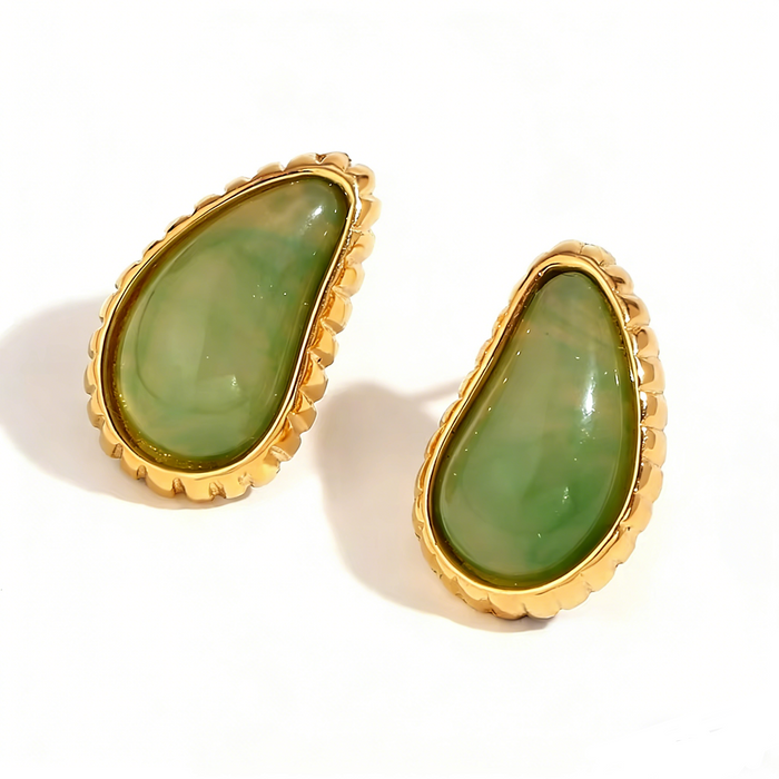 Green & gold statement studs