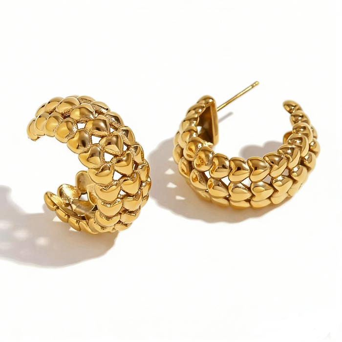 Heart gold hoops