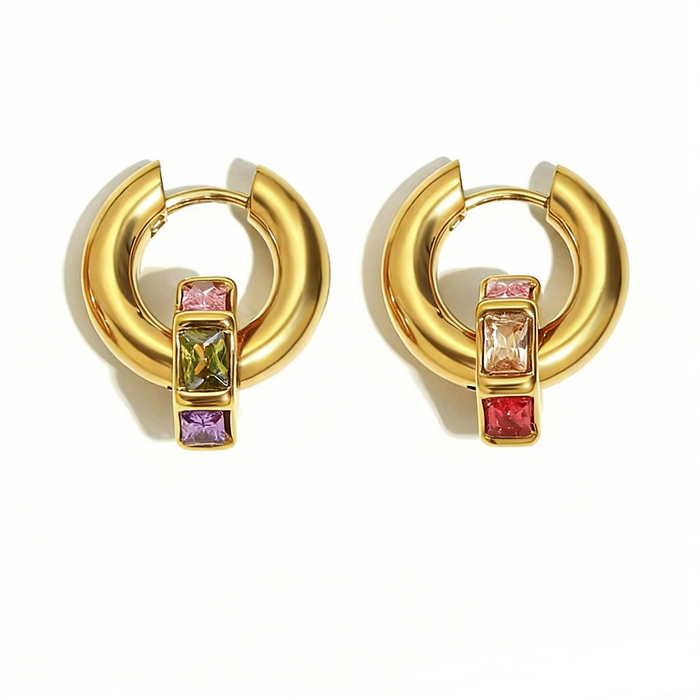 Rainbow crystal hoops