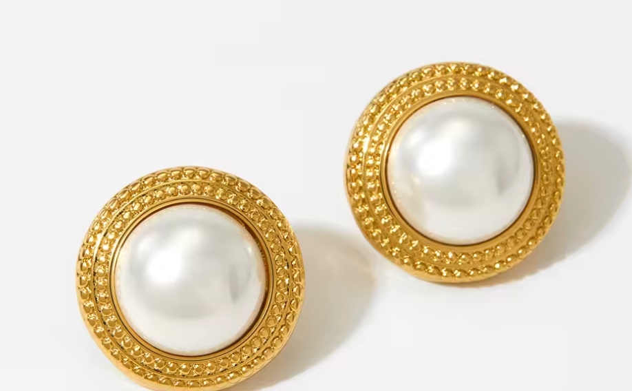 Oorbellen parel rond goud