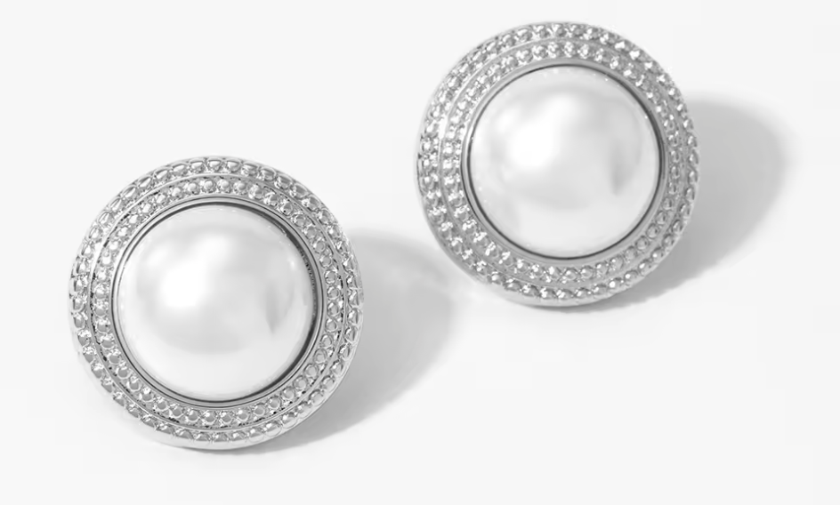 Oorbellen parel rond zilver