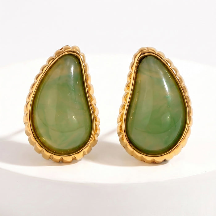 Green & gold statement studs